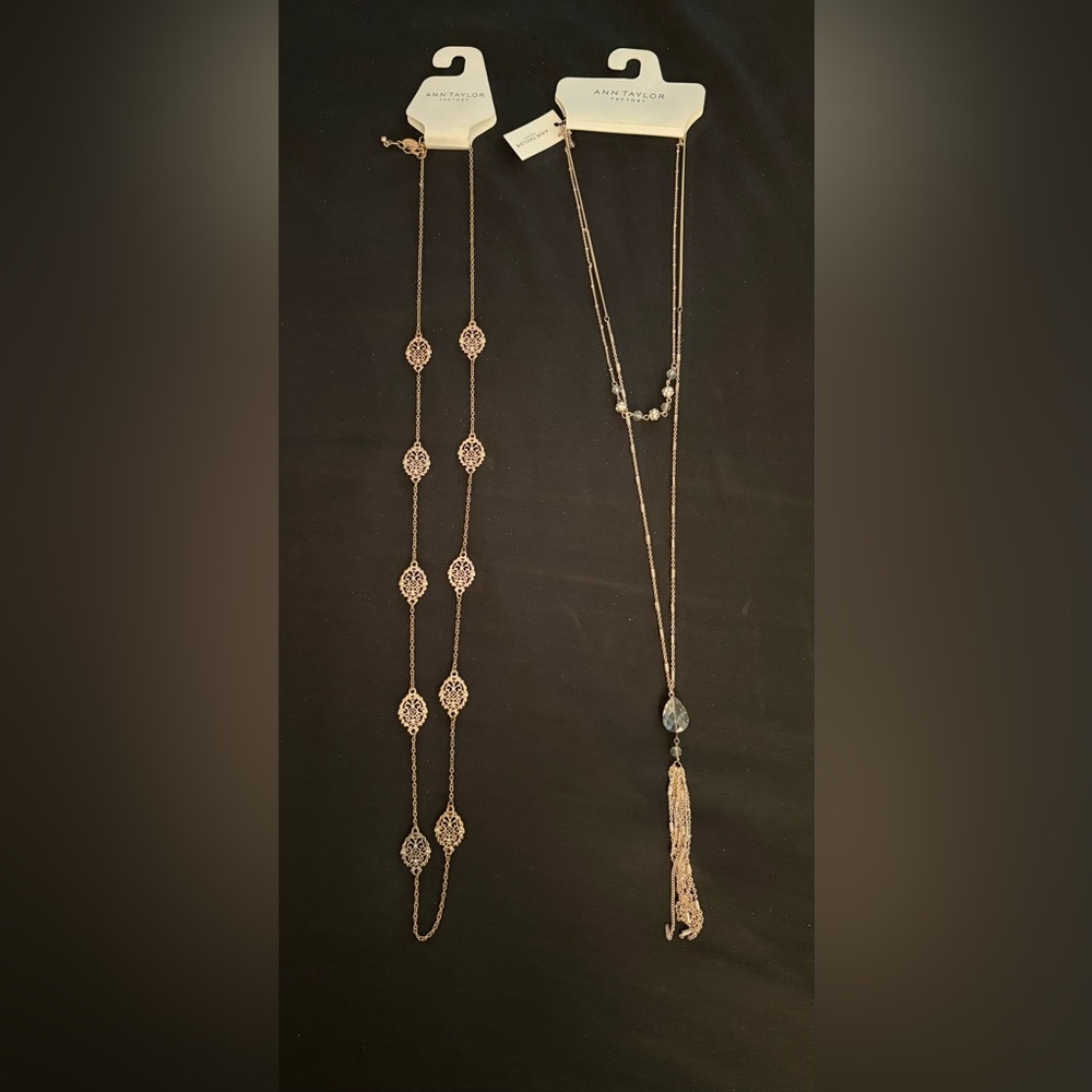 Ann Taylor Rose Gold Color 2 piece necklace bundle NWT